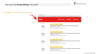 Presented by: Dr. Vala Ali Rohani
How new is the Process Mining in the world?
The biggest IT annual event in the world
 