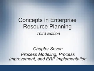 Concepts in Enterprise Resource Planning   Third Edition Chapter Seven Process Modeling, Process Improvement, and ERP Implementation 