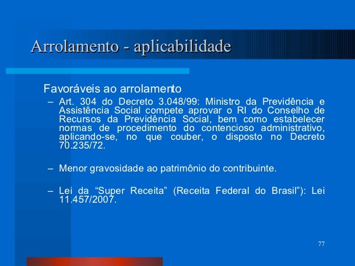 Artigos 71 77 e 78 do decreto 3048