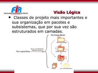 Visão Lógica Classes de projeto mais importantes e sua organização em pacotes e subsistemas, que por sua vez são estruturados em camadas.  