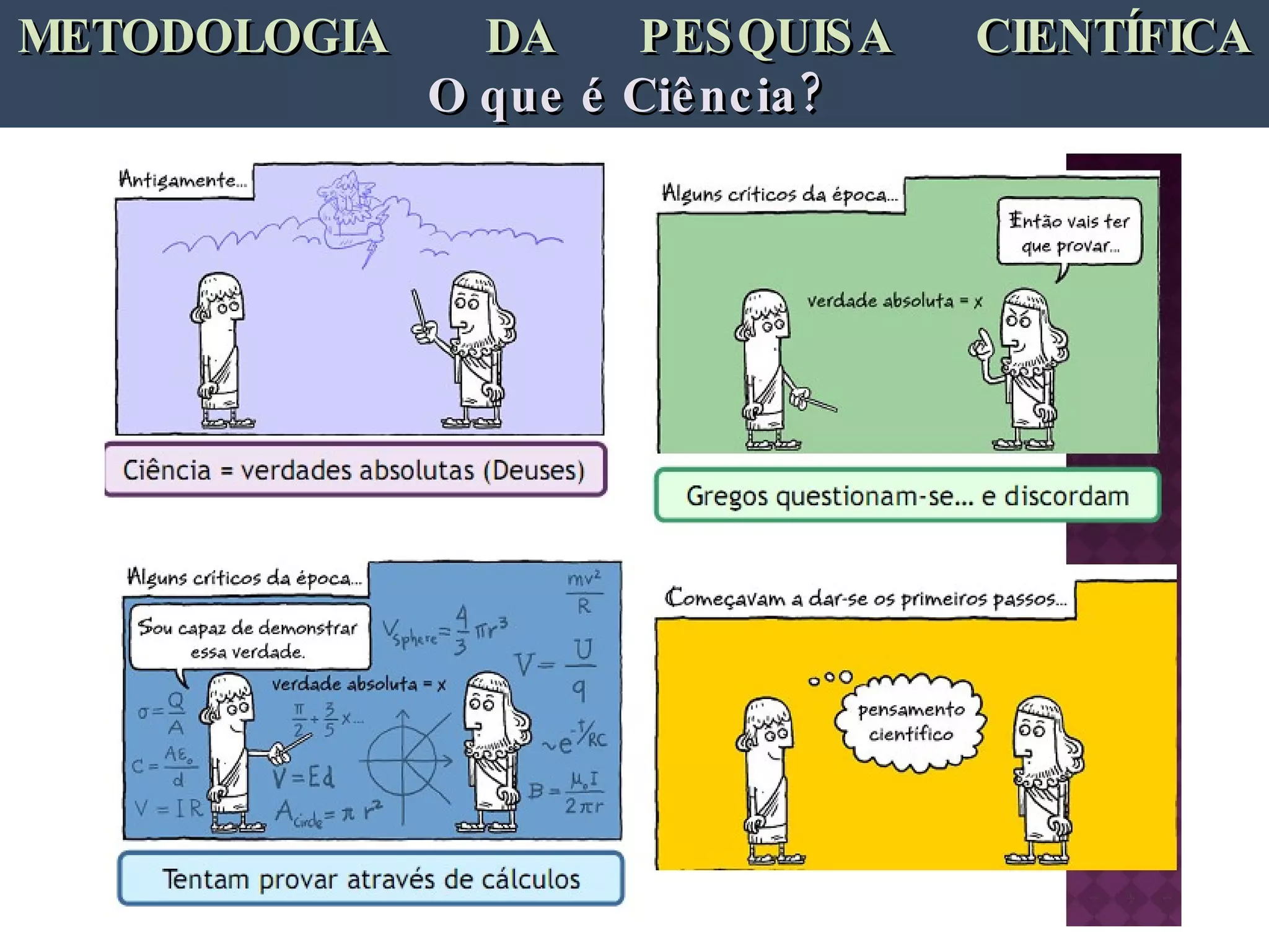 METODOLOGIA  DA  PESQUISA  CIENTÍFICA O que é Ciência?   