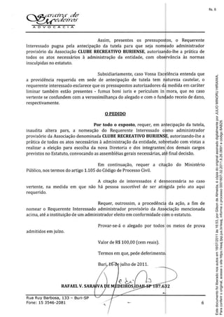 Paraconferirooriginal,acesseositehttps://esaj.tjsp.jus.br/esaj,informeoprocesso0001607-32.2011.8.26.0691ecódigo8AB29.
Estedocumentofoiliberadonosautosem18/07/2011às16:53,porGilsondeAlmeida,écópiadooriginalassinadodigitalmenteporJULIOMINORUHIRAIWA.
fls. 6
 
