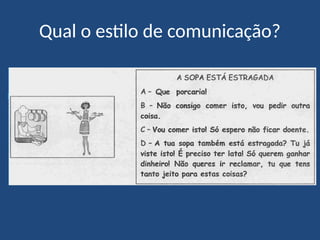 Qual o estilo de comunicação?
 