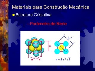 Materiais para Construção MecânicaEstrutura Cristalina		- Parâmetro de Rede