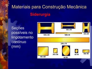 Materiais para Construção MecânicaSiderurgiaEtapas para a obtenção do aço:- Redução (Ferro Gusa)