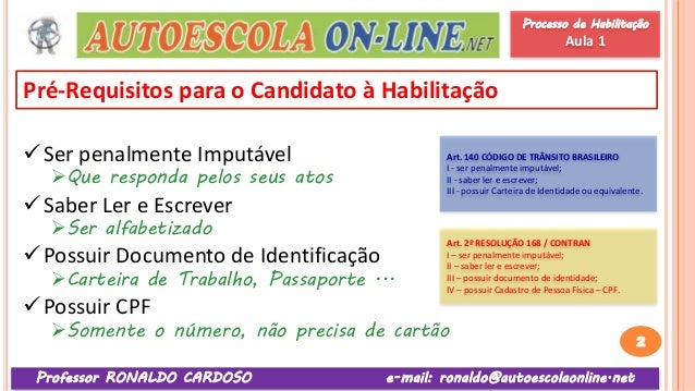 Curso de Legislação de Trânsito em Auto Escola - Processo 