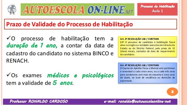 Curso de Legislação de Trânsito em Auto Escola - Processo 