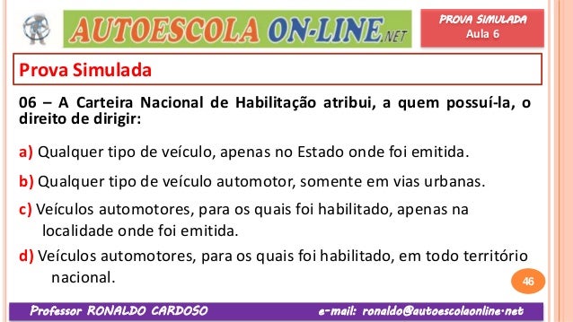 Curso de Legislação de Trânsito em Auto Escola - Processo 