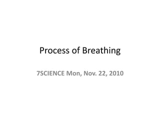 Process of Breathing
7SCIENCE Mon, Nov. 22, 2010
 