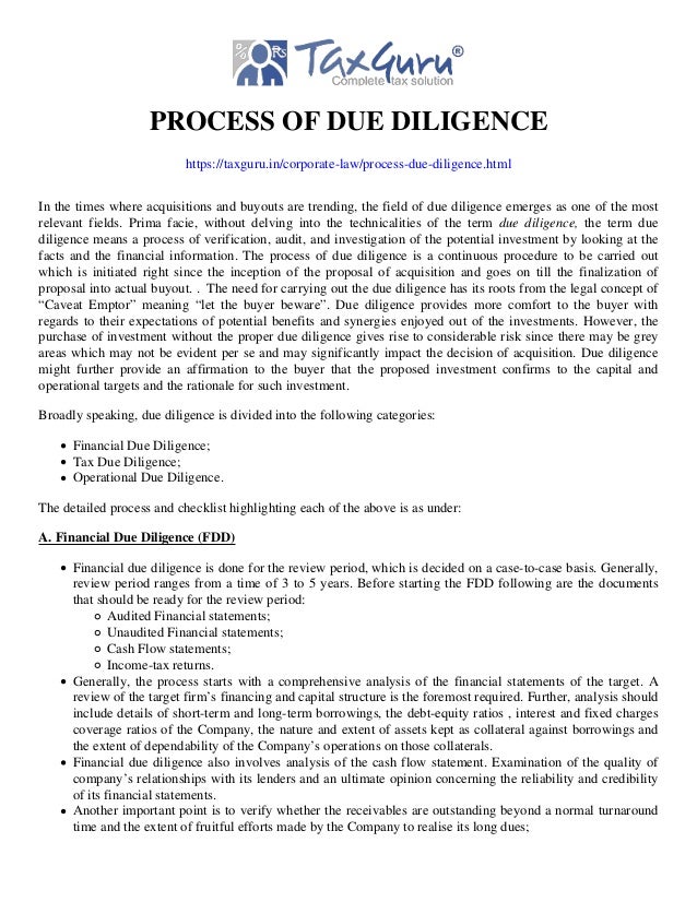 Process of Due diligence PDF