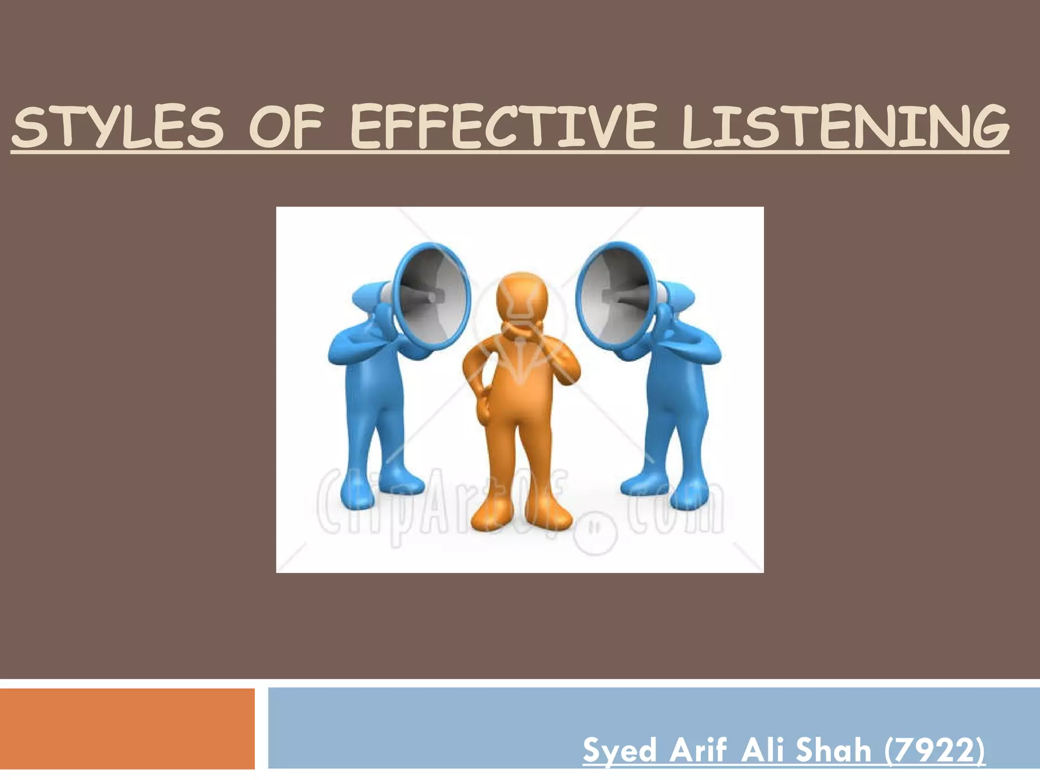 STYLES OF EFFECTIVE LISTENING Syed Arif Ali Shah (7922) 