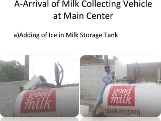 a)Adding of Ice in Milk Storage Tank A-Arrival of Milk Collecting Vehicle at Main Center 
