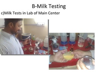 B-Milk Testing c)Milk Tests in Lab of Main Center 