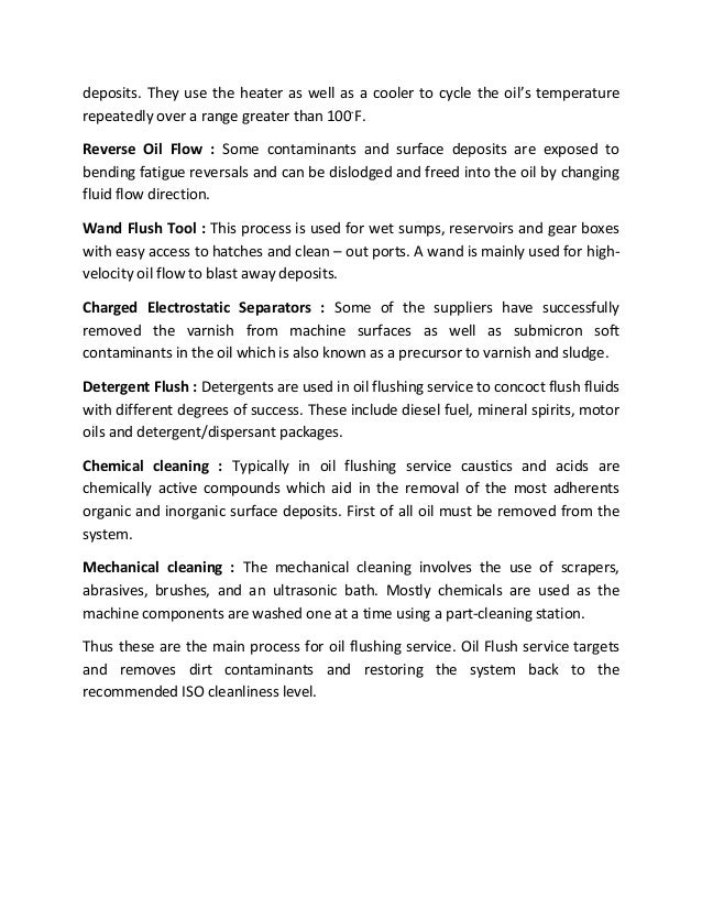 What is the process of the Oil Flushing Service?