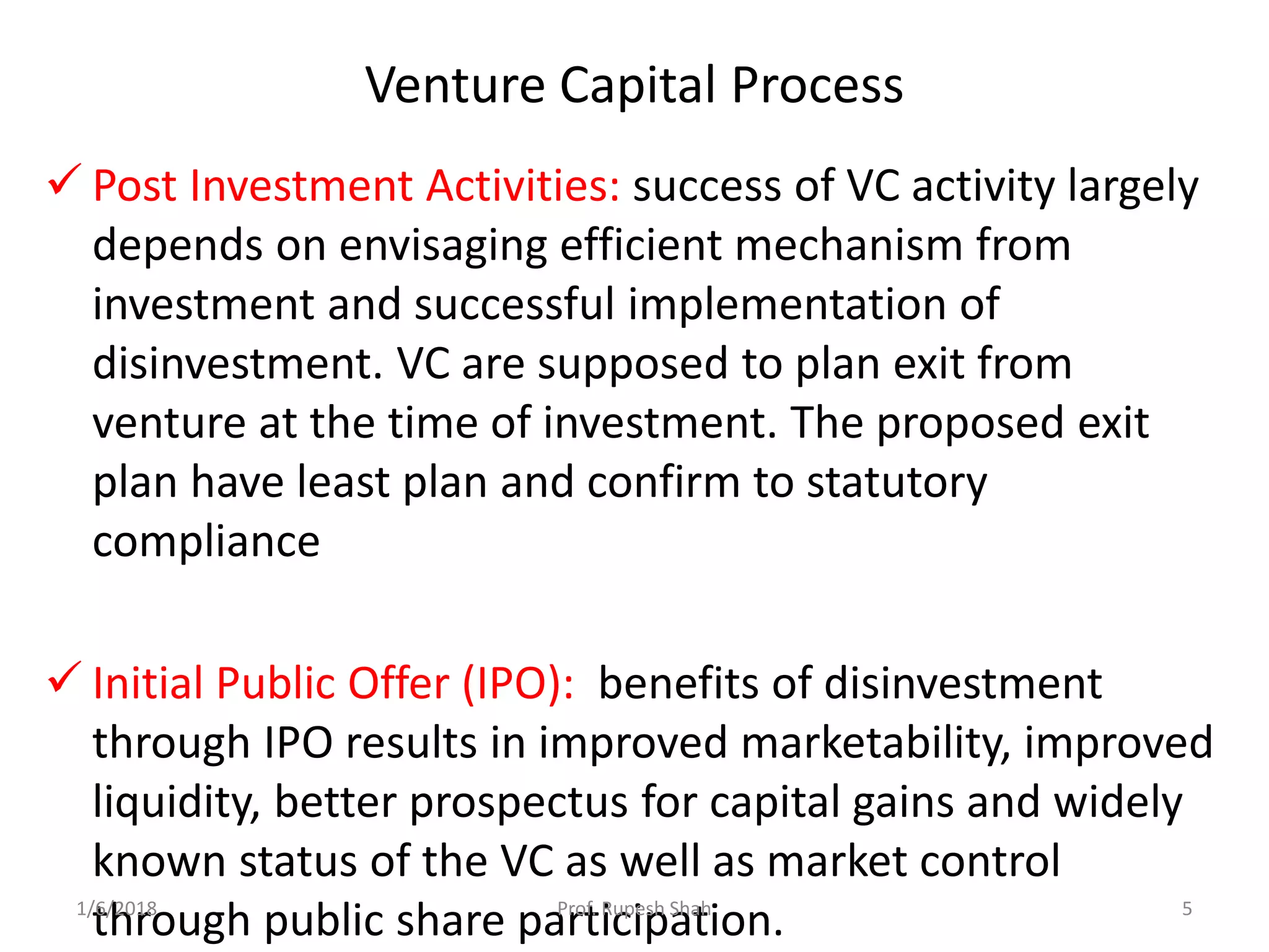 Process of venture capital & pvt eq. funding | PPTX