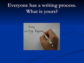 Everyone has a writing process. What is yours? 
