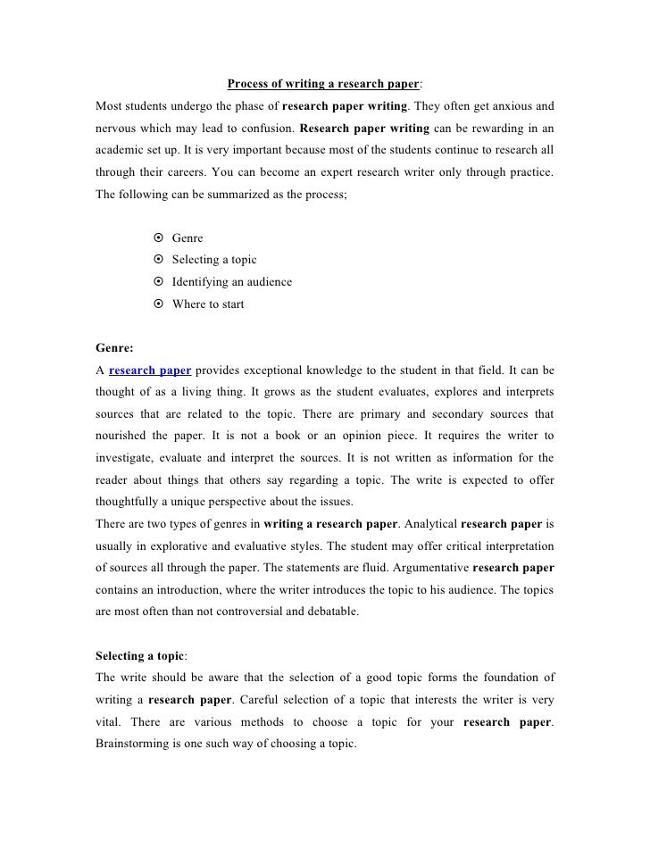 Process for writing a research paper