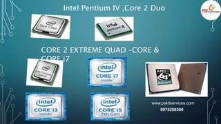 Intel Pentium IV ,Core 2 Duo
CORE 2 EXTREME QUAD –CORE &
CORE i7
www.pskitservices.com
9975288300
 