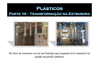 No bico da extrusora vai ter um formato que enquanto tiver material vai
                      saindo um perfil contínuo.
 