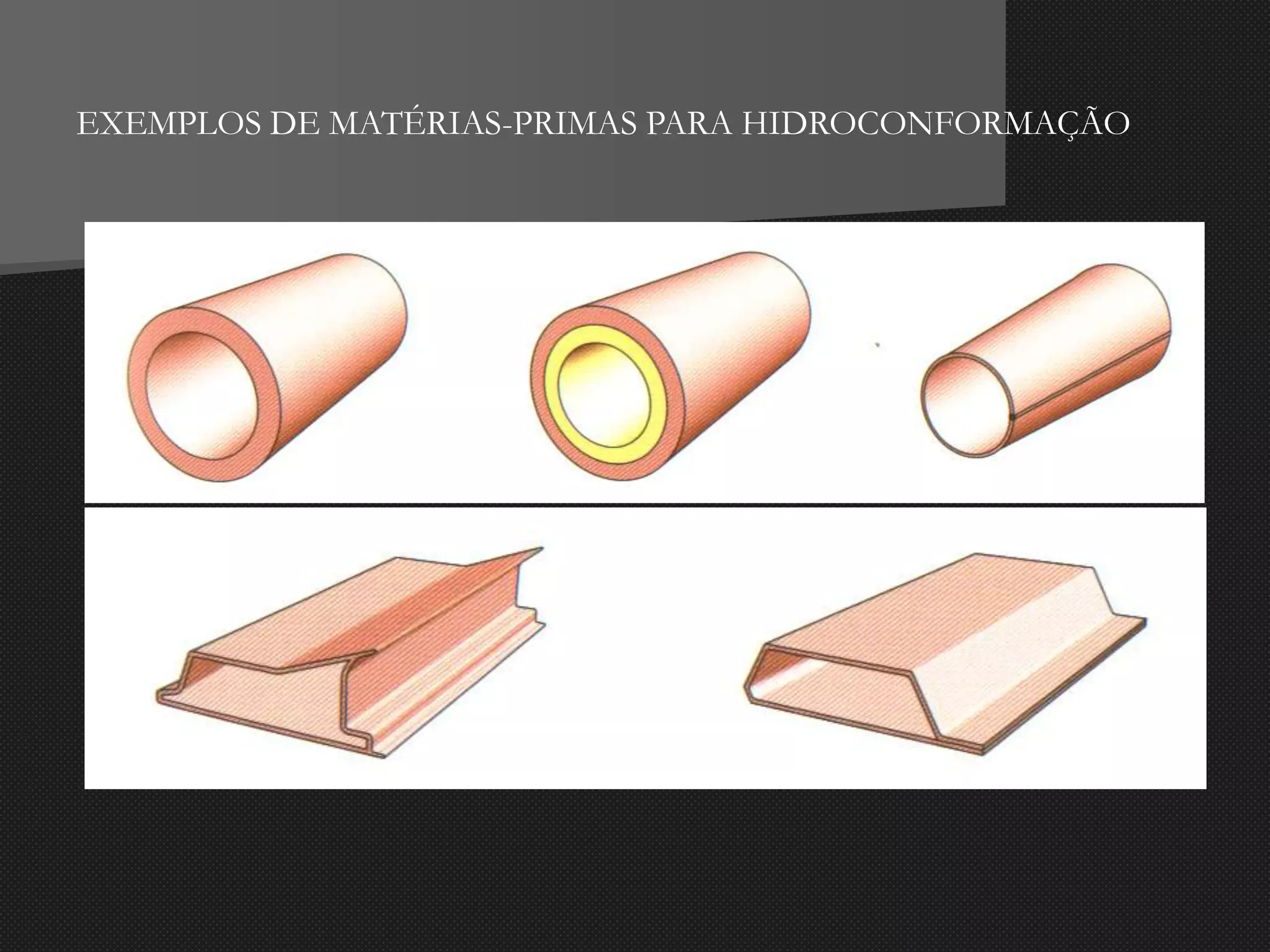 EXEMPLOS DE MATÉRIAS-PRIMAS PARA HIDROCONFORMAÇÃO
 