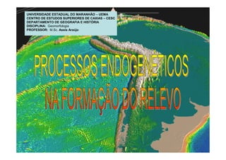 UNIVERSIDADE ESTADUAL DO MARANHÃO – UEMA
CENTRO DE ESTUDOS SUPERIORES DE CAXIAS – CESC
DEPARTAMENTO DE GEOGRAFIA E HISTÓRIA
DISCIPLINA: Geomorfologia
PROFESSOR: M.Sc. Assis Araújo
 