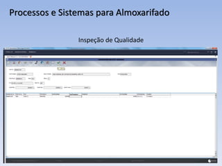 Processos e Sistemas para Almoxarifado
Inspeção de Qualidade
 