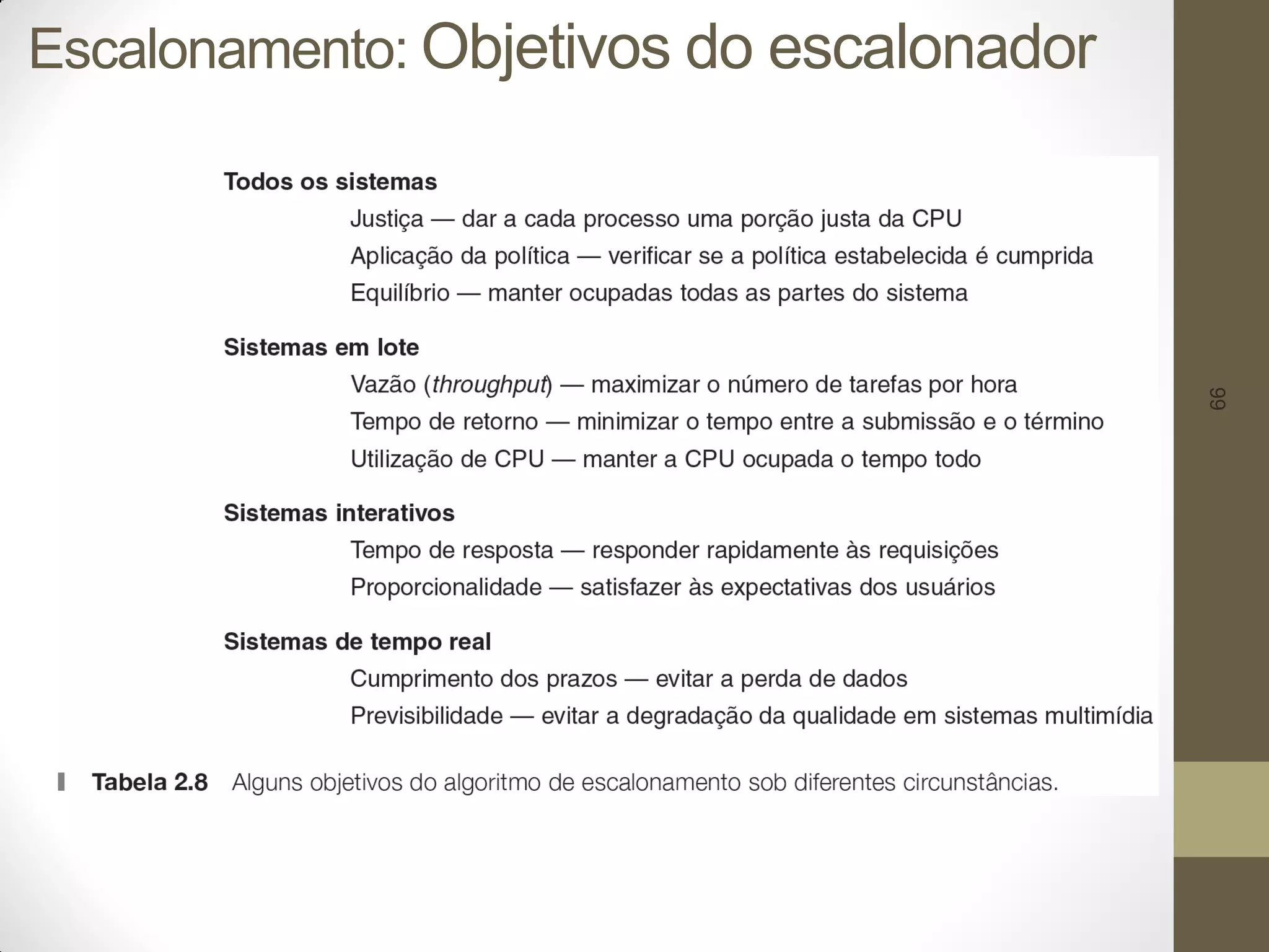 66
Escalonamento: Objetivos do escalonador
 