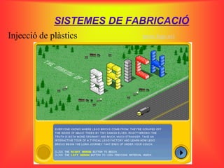 SISTEMES DE FABRICACIÓ
Injecció de plàstics       peces lego.avi
 