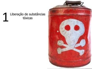 Liberação de substâncias
tóxicas
1
 