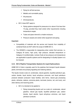 PROCESS PIPING FUNDAMENTALS CODES AND STANDARDS MODULE 4 visual data 6