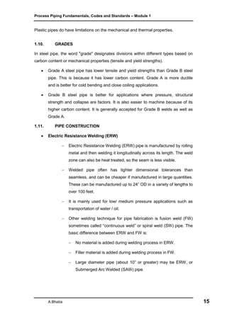 Process Piping Fundamentals, Codes And Standards Module 1 | PDF