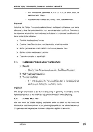 Process piping fundamentals, codes and standards module 1 | PDF