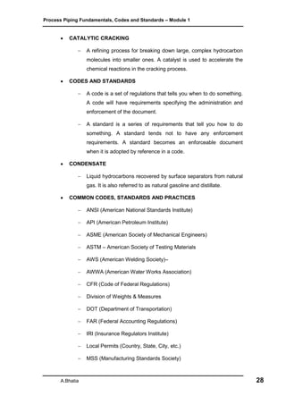 Process piping fundamentals, codes and standards module 1 | PDF