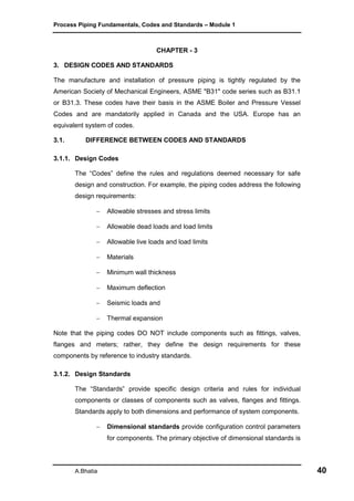 Process piping fundamentals, codes and standards module 1 | PDF