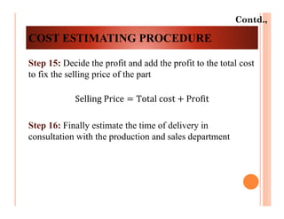 Process planning and cost estimation unit iii | PDF