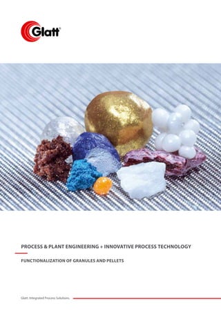 Glatt. Integrated Process Solutions.
Process & Plant Engineering + innovative Process technology
Functionalization of Granules and Pellets
 