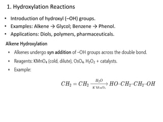Hydroxylation Example Important process reactions of industrial importance | PDF