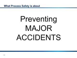 4 |
What Process Safety is about
Preventing
MAJOR
ACCIDENTS
 