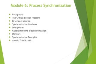 Comprehensive Guide to Process Synchronization in Operating Systems | PPTX