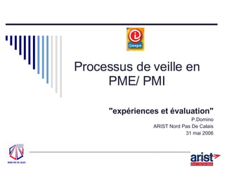 Processus de veille en PME/ PMI &quot;expériences et évaluation&quot; P.Domino ARIST Nord Pas De Calais 31 mai 2006 