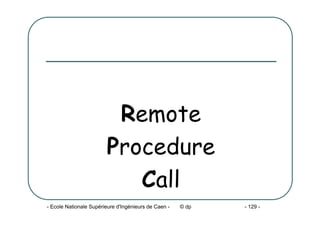 - Ecole Nationale Supérieure d'Ingénieurs de Caen - © dp - 129 -
Remote
Procedure
Call
 