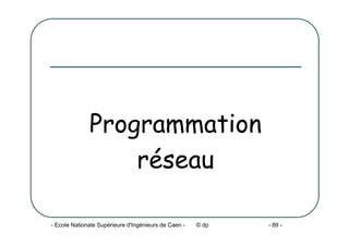 - Ecole Nationale Supérieure d'Ingénieurs de Caen - © dp - 89 -
Programmation
réseau
 