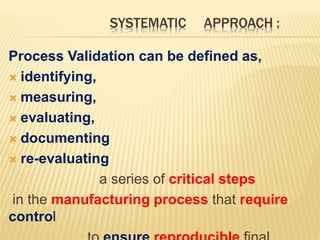 Systematic Process Valid Process validation | PPTX