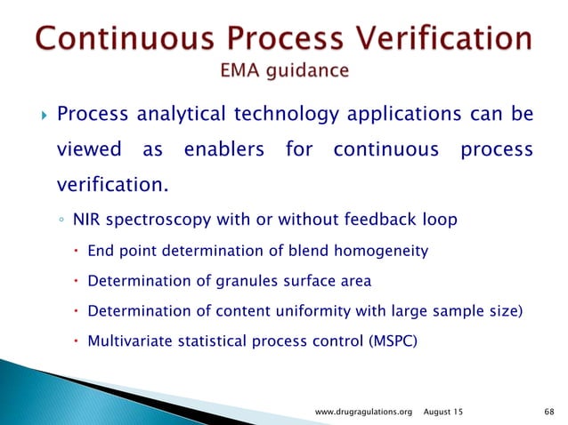 Fda Process Validation Example Ema Publishes Finalised Process Validation Guideline For Biotech ...