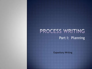 Part I: Planning


Expository Writing
 