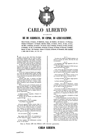 Proclama dello Statuto Albertino (8-2-1848)