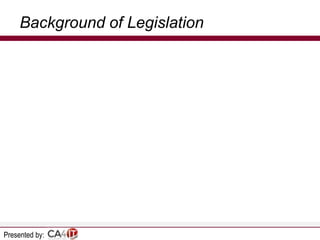 Background of Legislation

Presented by:

 