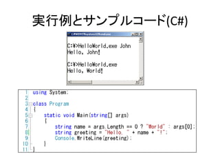 実行例とサンプルコード(C#)
 