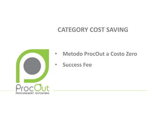 • Metodo ProcOut a Costo Zero
• Success Fee
CATEGORY COST SAVING
 