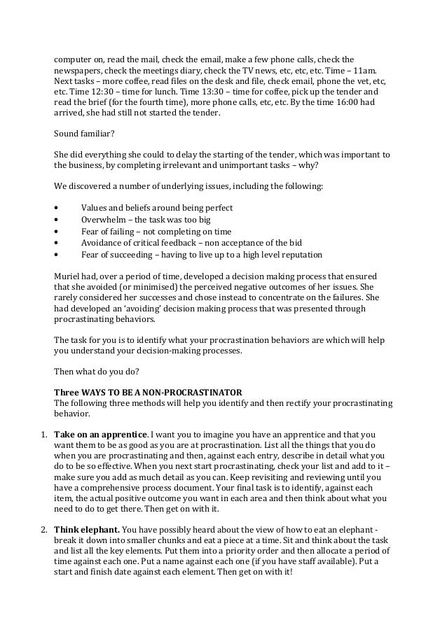 Procrastination examples image